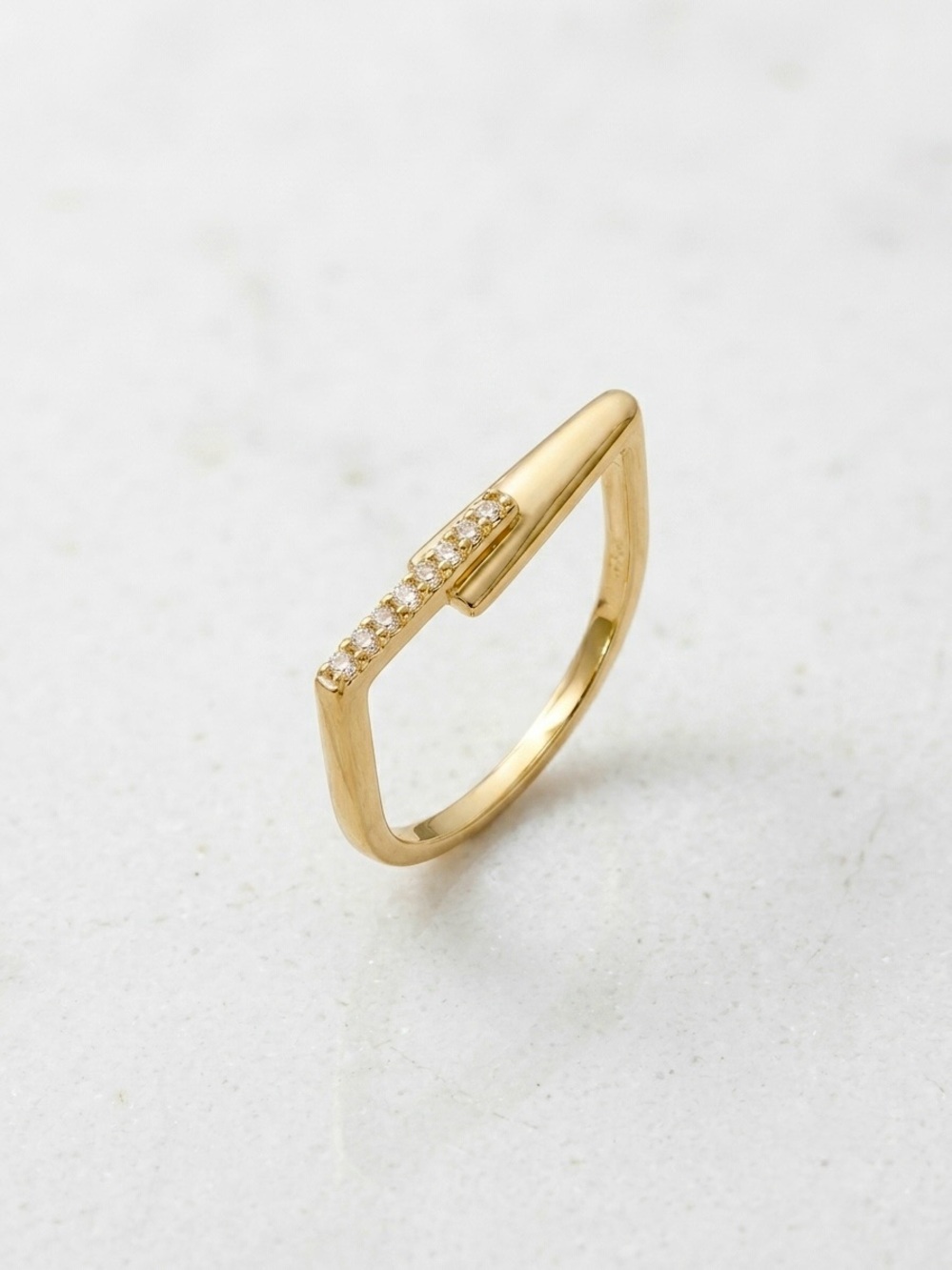 14k Gold Plated Arrow Ring with Pavé CZ Accents | Geometric Ring | Dainy Jewelry